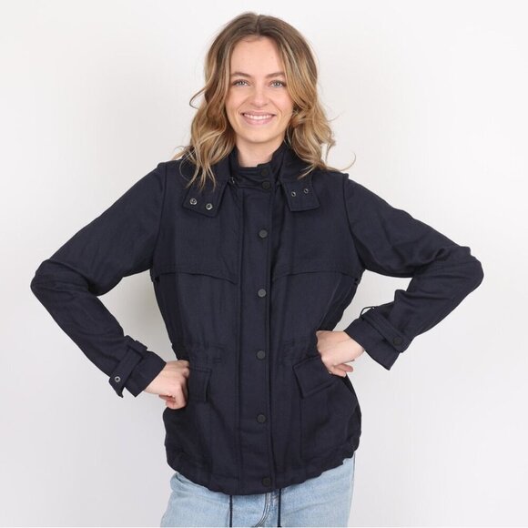 Vince Tencell Blend Bergdorf Goodman Women's Utility Jacket  Navy Blue Size S - Picture 3 of 14